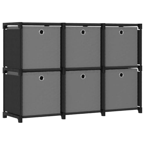 vidaXL 6-Cube Display Shelf with Boxes Black Fabric Storage Organiser Unit