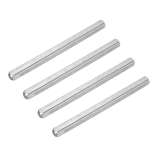 sourcing map 4Pcs Door Knob Spindle, 120mm x 8mm Spare Door Handle Spindle Bar, Vintage Straight Knob Replacement Parts for Mechanical Locks, Silver Tone