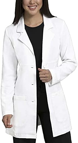 Women's White Polycotton Full Sleeves Wrinkle Resistant Large Size Lab Coat for Hosptal Staff: Ideal for Doctors, Surgeons, Nurses, Students Etc