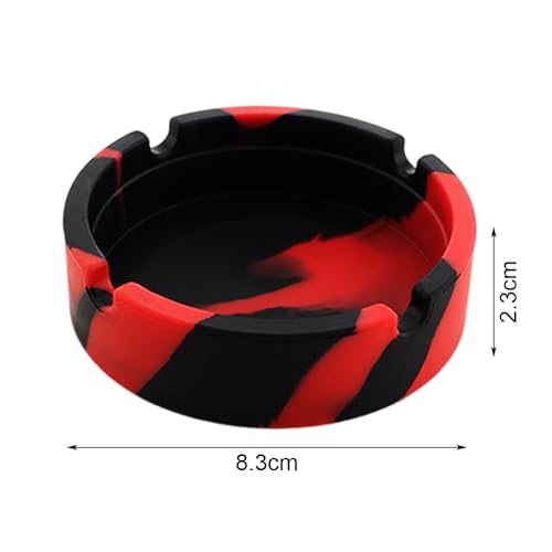 4 Pcs Colorful Silicone Ashtray, Won't Break-Silicone Rubber Nonstick Ashtray Stylish Heat Resistant Ashtray for Home Office Restaurant (Red and Black)