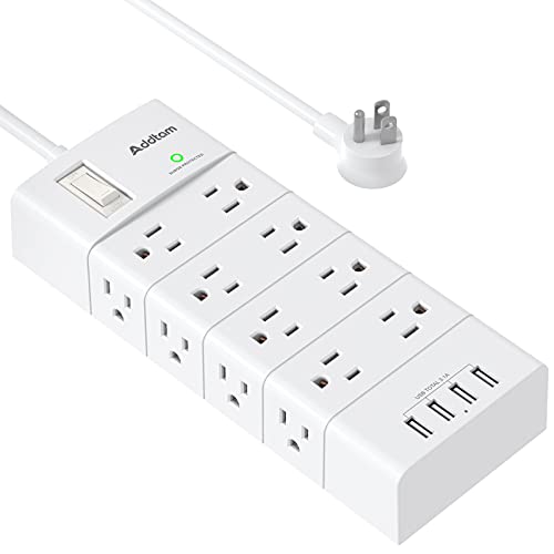 Power Strip Surge Protector - Addtam 16 Outlets(4-Side) and 4 USB Ports 5 Ft Flat Plug Extension Cord, Overload Surge Protection Outlet Strip, Wall Mount for Home, Office and More