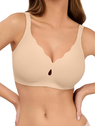 Image of LUCKMEEY Bras for Women No Underwire Wave Push Up Wireless Bra Seamless Bras Full Coverage Bralettes Lift Everyday Bras