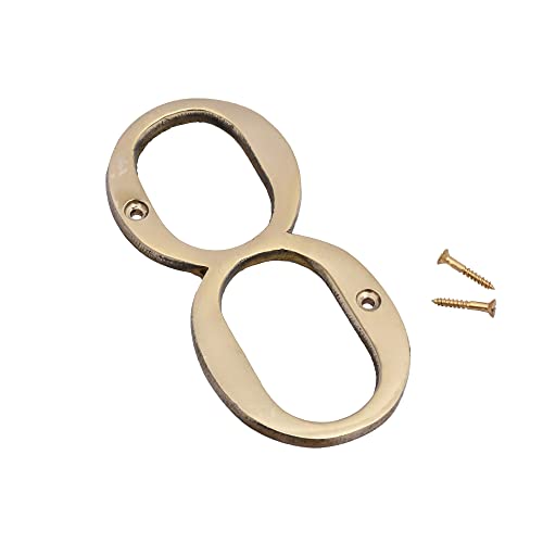 Image of 4 inch Brass House Hotel Door Number Plaque Sticky Numeric Numerical Digit 0-9 [9 (Nine)] (EIGHT)