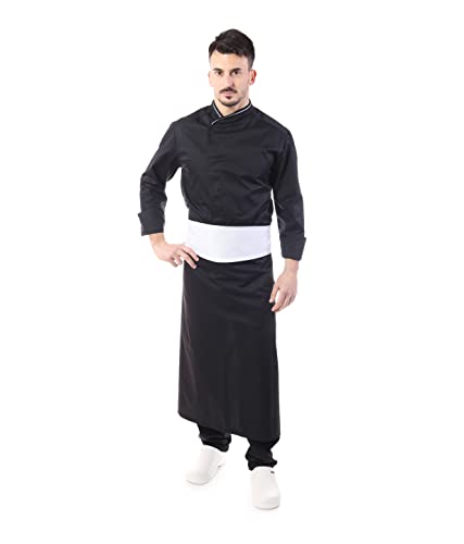 Veste de cuisine et pantalon de chef italien tenue noire personnalisée pour cuisinier