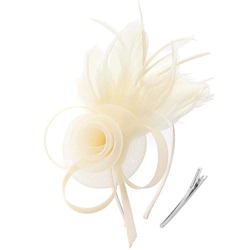Image of DRESHOW Fascinators Hats for Women Tea Party Fascinator Hats Vintage 50s Headwear Cocktail Wedding Church Derby Hat