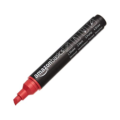 Image of Amazon Basics Bullet /Chisel Reversible Tip Liquid Chalk Markers, Erasable, Washable, Water-Based, Bold Point, 8-Pack, Bright Colors