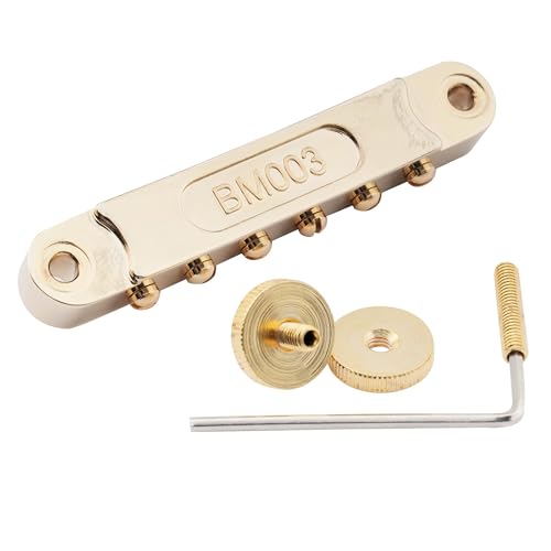 Musiclily Pro 10.4mm Roller Saddle ABR Tune-O-Matic Bridge with M4 Post for Les Paul Style Electric Guitar Gold - Image 4
