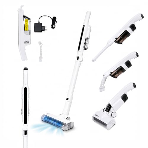 M mimotec - Twist Aspiradora Escoba Sin Cable 120W 14KPa, Aspirador Vertical 6 en 1, Ultraligera, Silenciosa, Luz LED Frontal, Depósito 0,4L, 20 Min de Autonomía, para Suelos, Sofás, Coche y Mascotas M mimotec - Twist Aspiradora Escoba Sin Cable 120W 14KPa, Aspirador Vertical 6 en 1, Ultraligera, Silenciosa, Luz LED Frontal, Depósito 0,4L, 20 Min de Autonomía, para Suelos, Sofás, Coche y Mascotas
