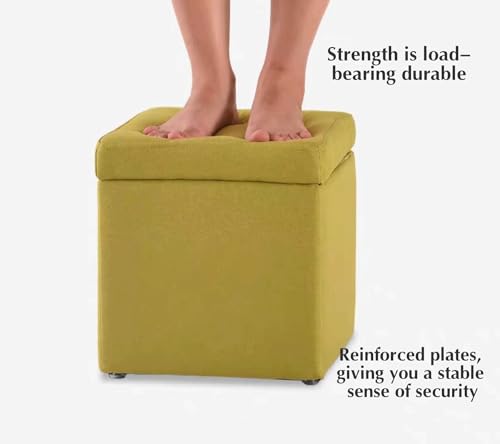 Chaise avec antidérapant pouf de rangement coton et lin - 7