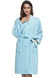 Vislivin Womens Lightweight Bathrobe Soft Kimono Robes Terry Cloth Bathrobe Knee Length Bath Gown Blue M