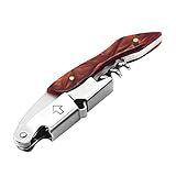 Kronabelle Wine - Sacacorchos 3 en 1 para camarero, acero inoxidable profesional, abridor multifunción sommelier, 12,2 cm / 12,3 cm, marrón, con cortador de papel de aluminio