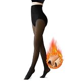 beifon Strumpfhosen Damen Plüschstrümpfe Fleece Gefüttert Thermo Pantyhose Winter Warme Leggings Schöne Beine Hohe Taille Innenfleece Strumpfhosen für Frauen 260g Gefälschte Durchscheinende