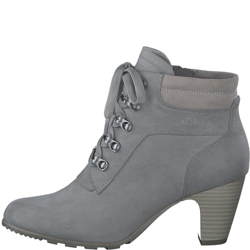 s.Oliver Damen Schnürstiefel mit Absatz Elegant Bequem, Grau (Grey), 40 EU