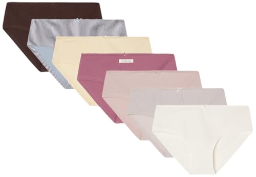 Women'secret Pack Braguitas Altas 1 Pack 7 Bragas Culotte algodón Rayas, Multicolor, M Women's