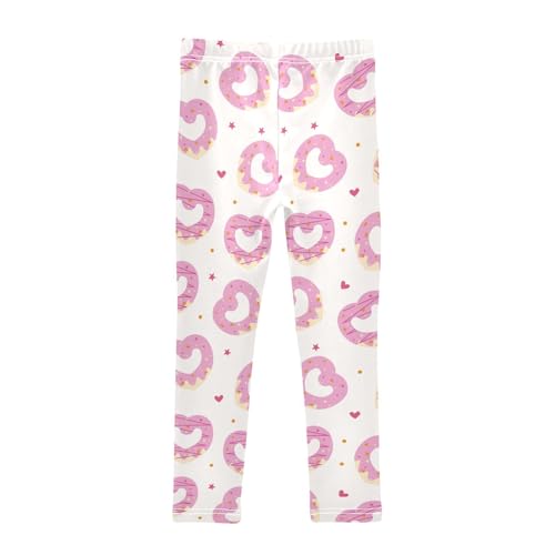 Cute Heart Donut Shaped Pattern Girls Leggings,Workout Leggings for Girls Toddler Athletic Leggings Size for 3-10T2
