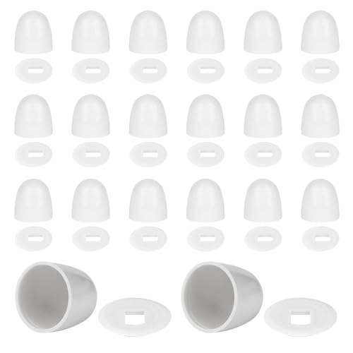 GZJoSum 20Packs Universal Toilet Bolt Caps Plastic Round Push On Toilet Bowl Caps Covers Seat Floor with Extra Washers for Bowl Screws 1.45