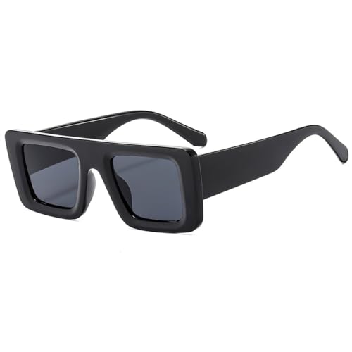 Lunettes de soleil carrées noires vintage femme rectangulaires