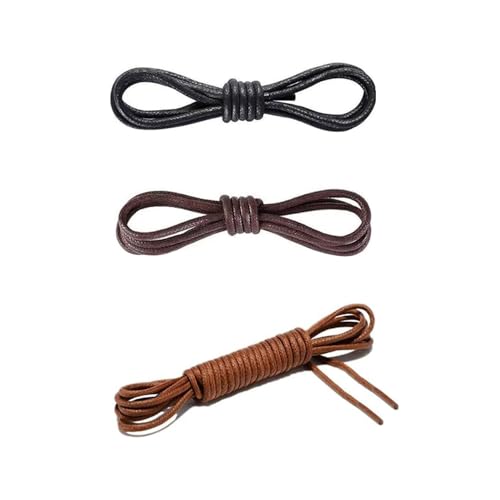 ZHjuju Cordones Redondos Encerados de Zapatos de Vestir,3 Pares Cordones de Zapatos Encerados Redondos ø2.5mm Resistente Sustituir Cordones para Mujer o Hombre