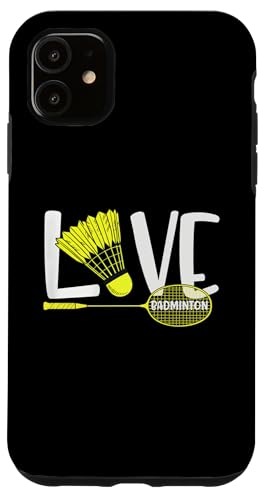 LOVE BADMINTON Cute Racket and Shuttlecock Sports Fan Player X}zP[X iPhone 11 p