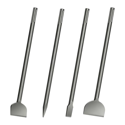 Image of 4Pcs SDS Max Chisel Bit Set, 16 inch Point Flat Scaling Chisels, 42CrMo Steel | Includes 3 inch & 15 Scaling Chisels for SDS-Max Rotary Hammers, Heavy Duty Alloy Steel Bits for Concrete, Brick, Tile & Masonry