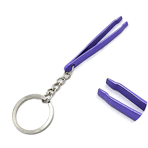 DDP Purple Color Coated Eyebrow Tweezers Key Chain Stainless Steel