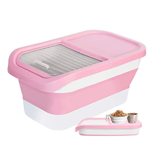 Hoytamdar Collapsible Dog Food Storage Container,10-13 Lb Cat Food Containers Bin With Lids,Pink Large Pet Food Storage Containers,Dry Food Storage Containers Can Be Use As Cereal Rice Storage Bin #TOP7