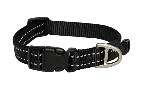 Image of Reflective Dog Collar for Medium Dogs, Adjustable from 12-17 inches, Black