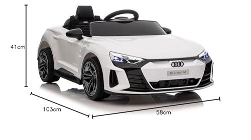 Kinderfahrzeug - Elektro Auto Audi RS E-Tron - lizenziert - 12V7AH Akku und 4 Motoren- 2,4Ghz + MP3 + Leder + Eva (Weiss)