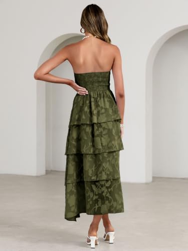 Image of Simplee Womens Summer Strapless Maxi Dress 2026 Boho Floral Off Shoulder Wedding Guest Dresses Tiered Beach Long Sundress