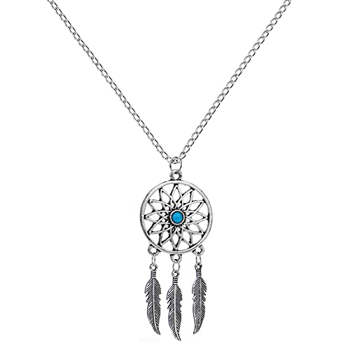 southbankstore Collier Attrape-rêves, Perles Turquoise Plume Longue Chaîne Collier Bijoux pour Femmes Fille Cadeaux Cover