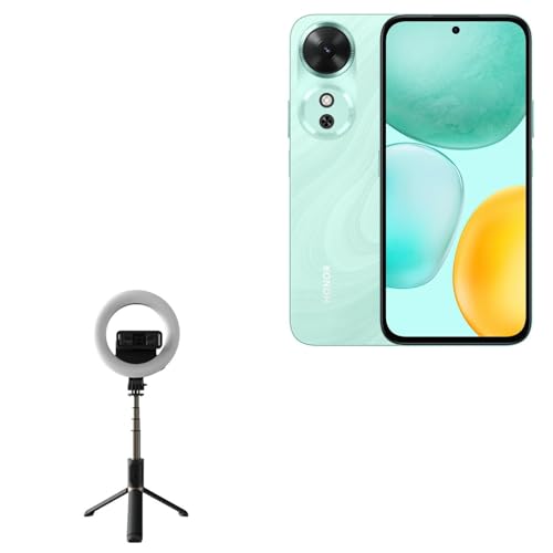 BoxWave Stand and Mount Compatible with Honor Play 60 - RingLight SelfiePod, Selfie Stick Extendable Arm with Ring Light - Jet Black