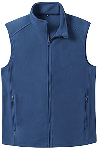 Benboy Men's Fleece Vest Outdoor Sleevess Jackets Polar Soft Vest With Zip Pockets Warm Outerwear For Fall & Winter,Mj1058M-Denim Blue-S #TOP14