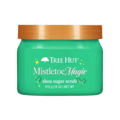 Image of Tree Hut Mistletoe Magic Shea Sugar Scrub, Exfoliating & Hydrating Body Scrub with Shea Butter, Holiday Gift & Stocking Stuffer, 18 oz