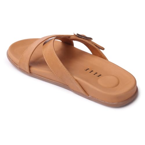 Image of ELLE Women's Flats Slip-On Sandals with Buckle Detail