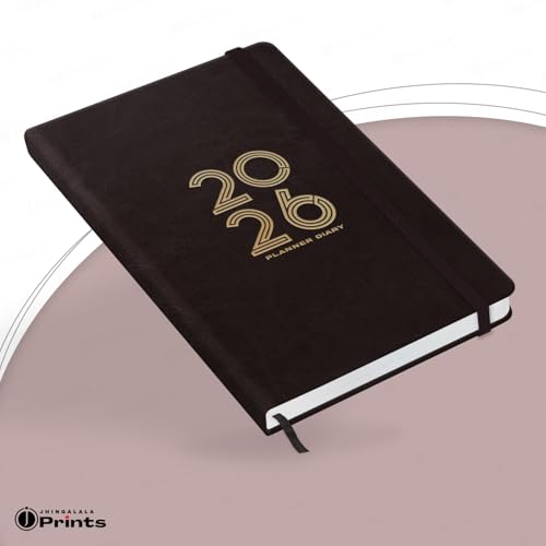 Image of Jhingalala Diaries - Hard Bound Leather Cover 2026 Diary with 365 Dates I Daily Planner Diary 2026 With Calendar | Size A5 15x21 cms (Dark Brown)