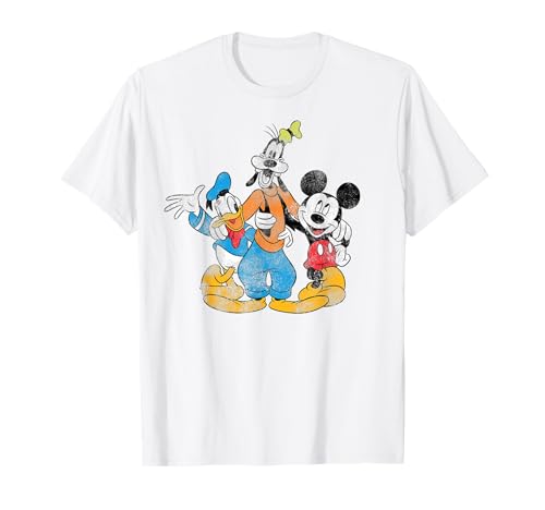 T-shirt Mickey Donald et Goofy haut de gamme vêtement d'animation vintage col rond