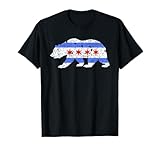 Chicago City Flag Distressed Bear Gift T-Shirt