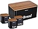 Kinghoff 4-teiliges Aufbewahrungsboxen-Set für die Küche, enthält Brot, Kekse, Tee, Kaffee, Zucker