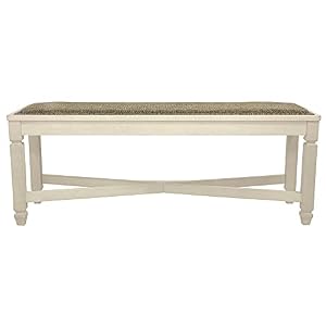 Signature Design by Ashley Bolanburg French Country Upholstered Dining Room Bench, Antique White Signature Design by Ashley Bolanburg French Country Upholstered Dining Room Bench Antique White