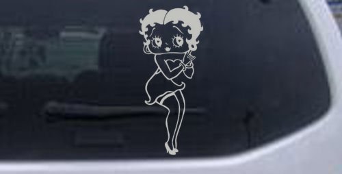 Betty Boop Hands Together Cartoons Car Window Wall Laptop Decal Sticker - Silver 1.7in X 4in