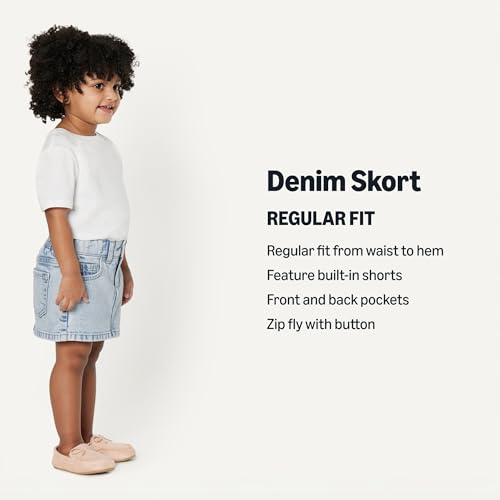 Amazon Essentials Mädchen Regular-Fit-Jeans-Skort mit Mittlerem Stretchanteil, Klassische, Leichte Waschung, 8 Jahre