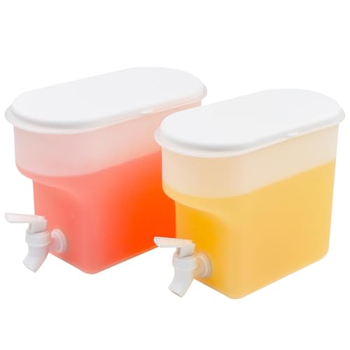 WEXFFU 2 Pack 3.5L Drinks Dispenser, Fridge Water Dispenser with Tap, Plastic Drinks Dispenser, Plastic Cold Drink Juice Beverage Dispenser Jug for Party Drink, Juice, Iced Tea, Lemonade, Cold Brew