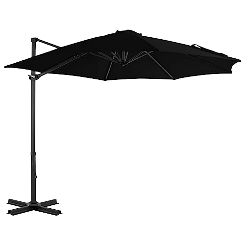 Juego de muebles con sombrilla voladiza de aluminio negra de 300 cm TALCUS para exterior