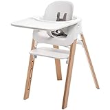 Stokke Steps Bundle, Baby Set, Seat, Tray - White, Legs - Natural