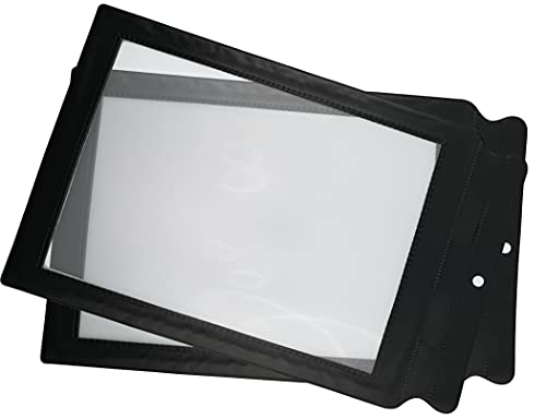 Lot de 2 grosses loupes de lecture DIN A4 - Très légères et incassables - Pour personnes âgées - Lentille A4 - Grossissement 3 fois - Pour livres, journaux, cartes Cover