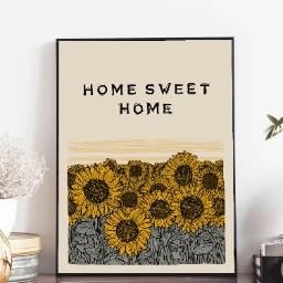 Affiche Tournesols grand tableau déco style campagne et art mural salon chic