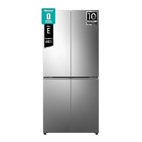 Hisense RQ5P470SEIE - Frigorífico Americano Cuatro Puertas, Eficiente Clase E, Capacidad 483 L, Conectividad WiFi, My Fresh Choice, Dual Tech Cooling, Multi-Air Flow, Inox