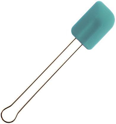 Large 28 cm, Turquoise, Flower Edition Silicone Spatula with Stainless Steel Handle
