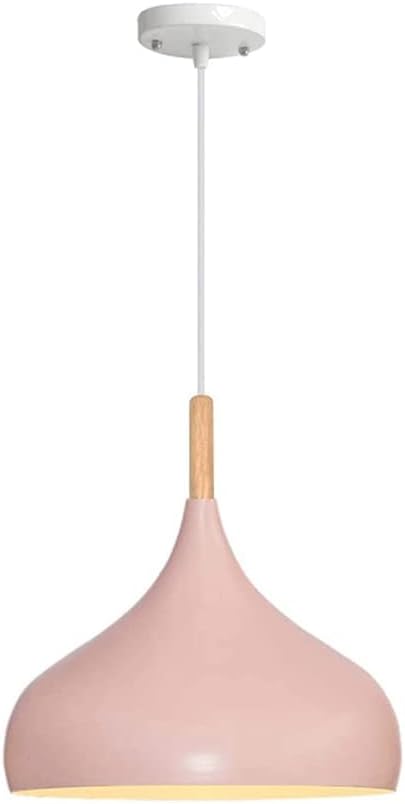 YUEGOO Chandeliers,Modern Metal Chandelier,Nordic Colour Lamp Lampshade,E27 Base Single Head Hanging Light,Bedroom Kitchen Island Decoration Lighting Fixtures/Pink/16.5In