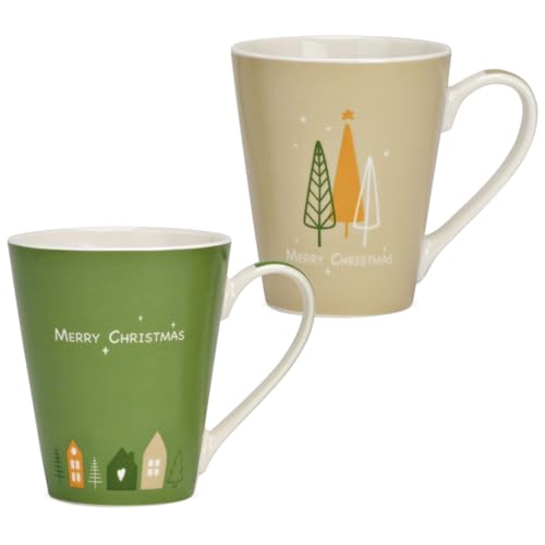 Set di tazze di Natale in porcellana, 380 ml, con scritta festiva – dolce tazza da caffè Ø 9 x 13 cm, tazza di vin brulé per inverno, Natale – porcellana di alta qualità, lavabile in lavastoviglie